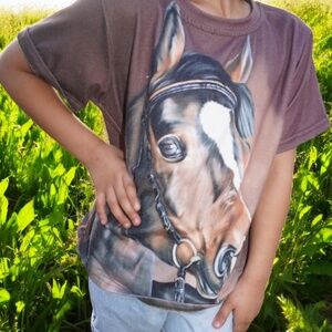 Adorable Kids' Horse Shirt – Cute Brown Design (Size 6)